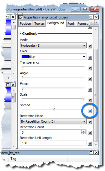 Spread property of column background gradient